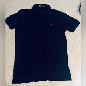 Ralph Lauren Men's Polo Shirt in Black with Red Logo